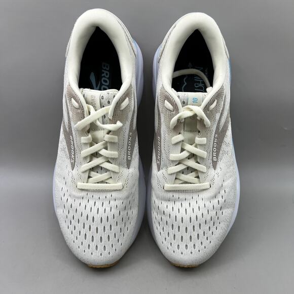 Brooks Ghost 16 Road Running Shoes Women Size 8 White Blue Comfort Low Sneakers - Picture 5 of 8